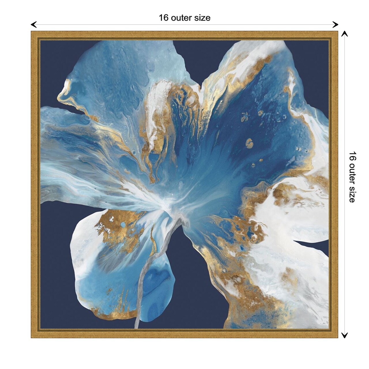 Liquid Enigma I (Abstract Blue Flower) by Eva Watts Canvas Wall Art Print Framed